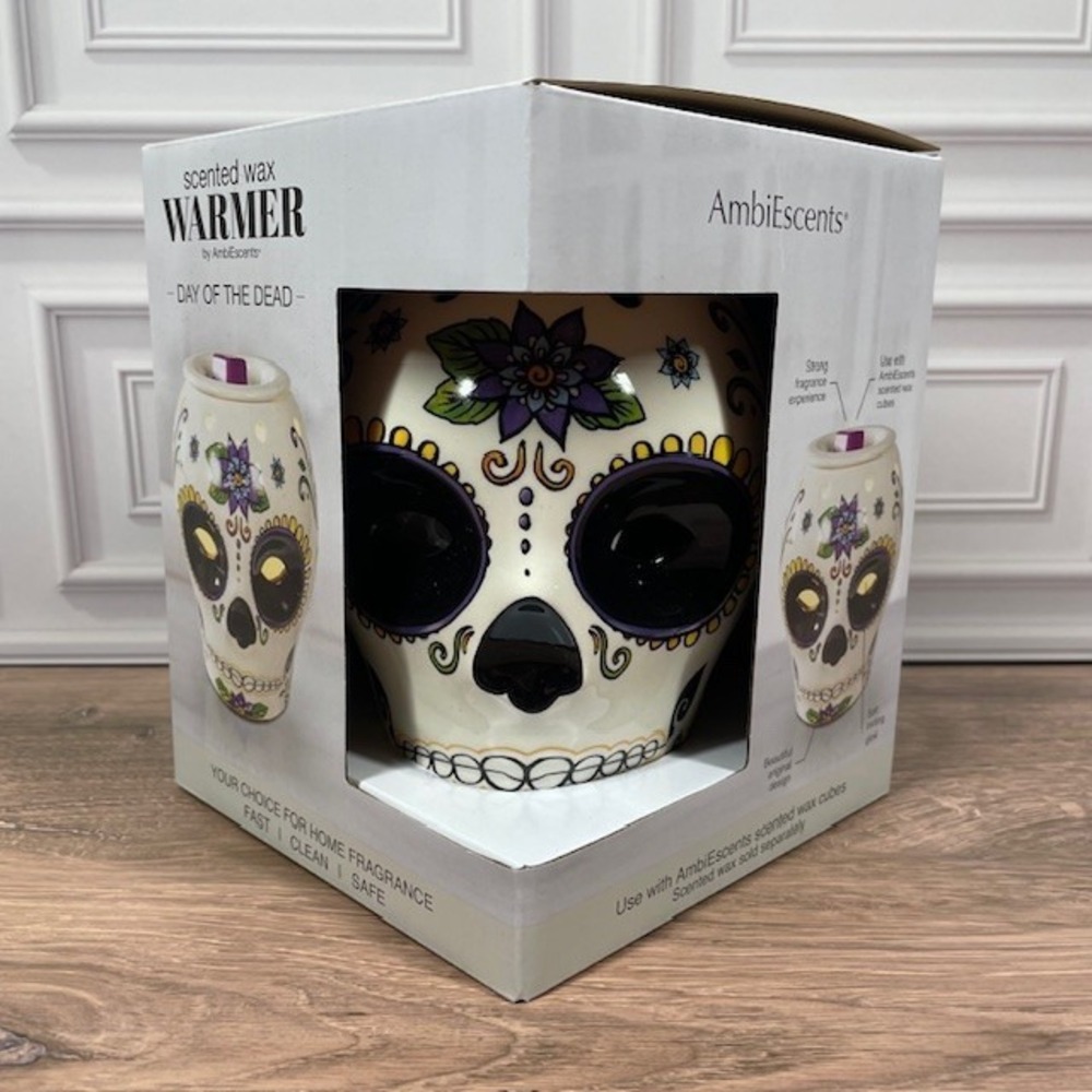 AmbiEscents Day of the Dead Sugar Skull Full Size Wax Warmer NIP - Picture 2 of 6